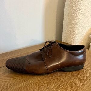 Vintage Louis Vuitton Brown Leather Oxfords Derby Shoes with Classic Design